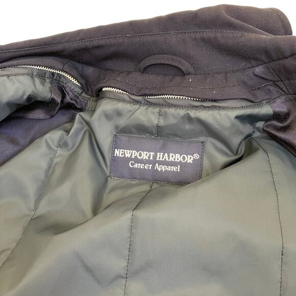 Newport Harbor Womens Sz 8P Vtg Wool Trench Coat Zipout Insulated Lining Navy - Picture 13 of 16